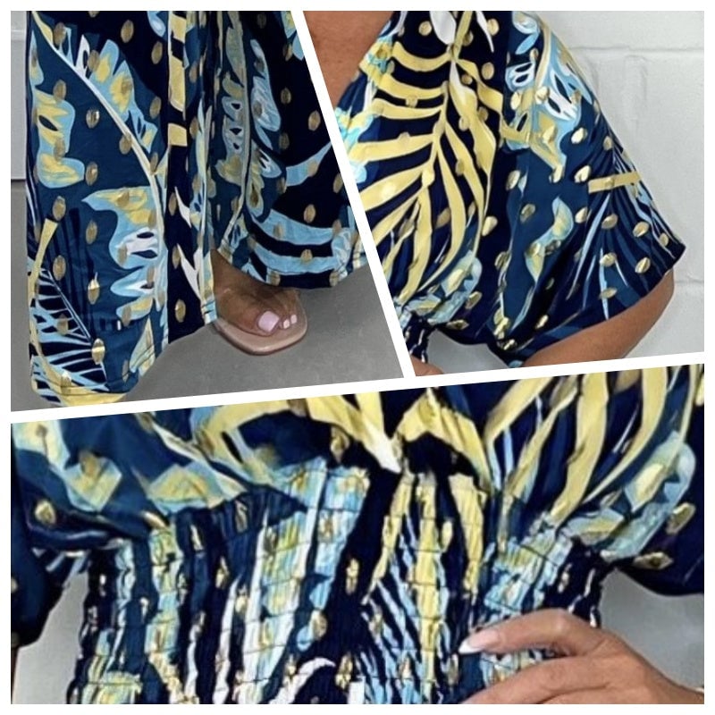🍀2024 NEW - 49% OFF🔥Women's Leaf Print Elastic Waist Jumpsuits