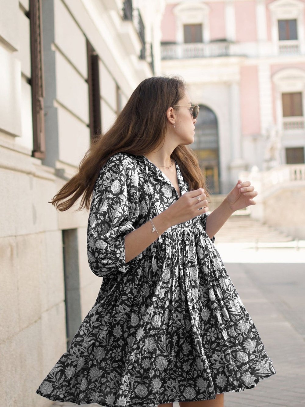 🔥HOT SALE 🔥V Neck Summer Half Sleeve Floral Tunic Short Dress